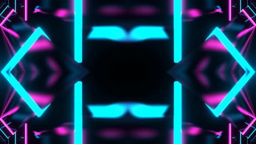 Cyan And Pink Kaleidoscopic Neon 3D Pattern Background Vj Loop In 4K