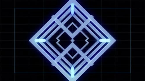 Futuristic Blue Glowing Geometric Tunnel Loop Background