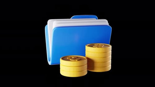 Financial Folder 3D Icon Loop