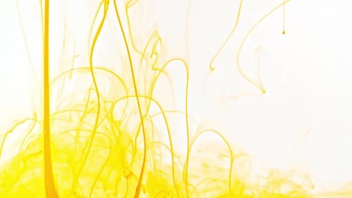 Abstract Ink Swirls of Orange and Yellow Colors