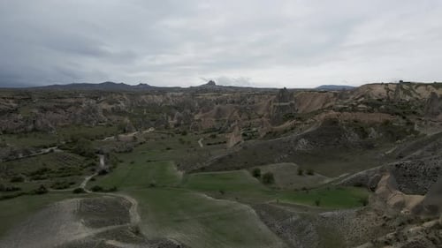Aerial view of Goreme Valley, Cappadocia, Nevsehir, Turkey.