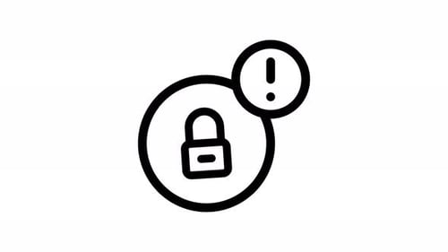 Animated Lock and Unlock Icon with Warning Notification