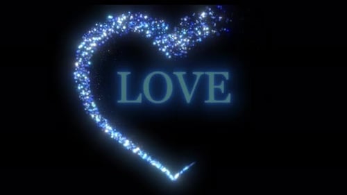 Sparkling Particle Heart Animation with Love Text Reveal