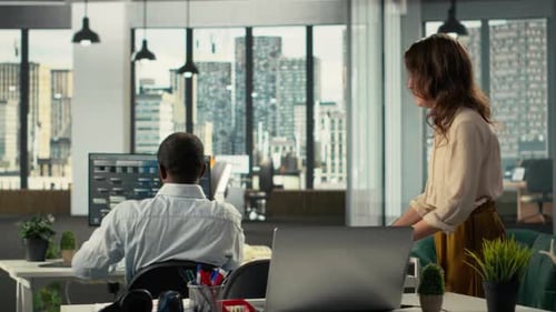 Corporate Employees Reviewing Documentation and Performance Reports