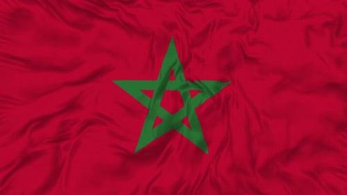 Morocco National Flag Waving Realistic Fabric Animation Loop
