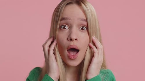 Woman Expressing Shock and Surprise Close Up