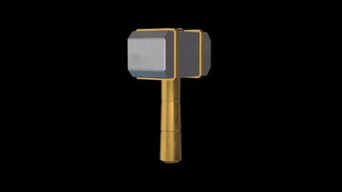 3D Rendering of a Hammer on Black Background