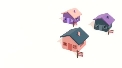 Animated Minimalist Houses with Home For Sale and Sold Signs