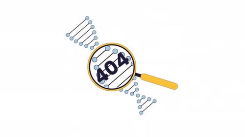 Flat Design DNA Magnifying Glass Animates to 404 Error
