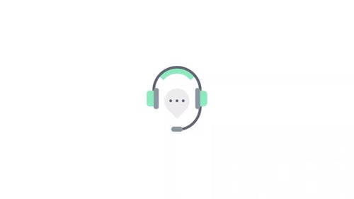 Animated Headset Icon with Chat Bubble for Customer Support