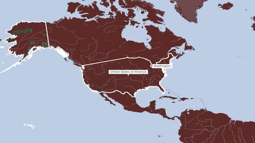 Mapa rotativo de los Estados Unidos de América y Washington, D.C.