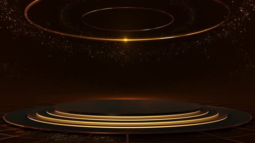 Luxury Award Ceremony Spotlights Fashion Event Podium Stage Futuristic Platform Product Displaying