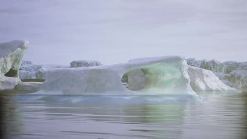 Drifting Icebergs and Ice Formations in Arctic Ocean