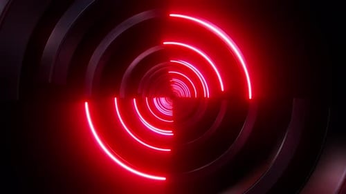 4k Roter radialer Neontunnel
