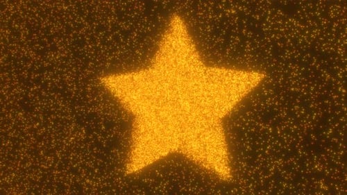 Bright Glowing Five Point Star Shape Composed Of Tiny Sparkle Lights - 4K