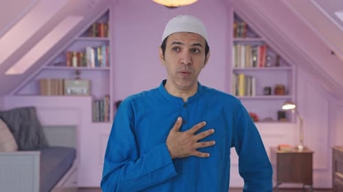 Adult Man Coughing Indoors