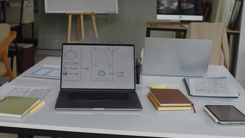 Digital Devices on a White Tabletop in Office