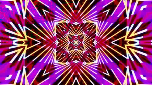 Colorful abstract design with star in the middle of it. Kaleidoscope VJ loop