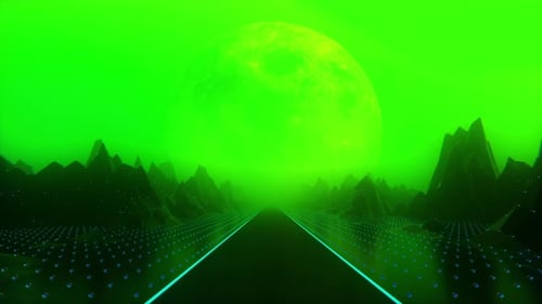 Sci Fi 80s Road And Palms