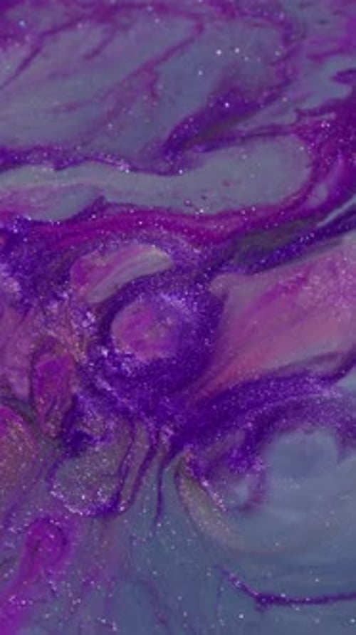 Fluid Purple and White Glittery Abstract Design