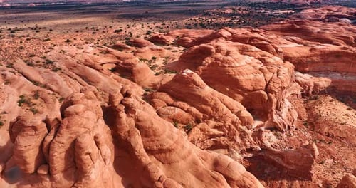 Aerial View of a Striking Red Rock Formation