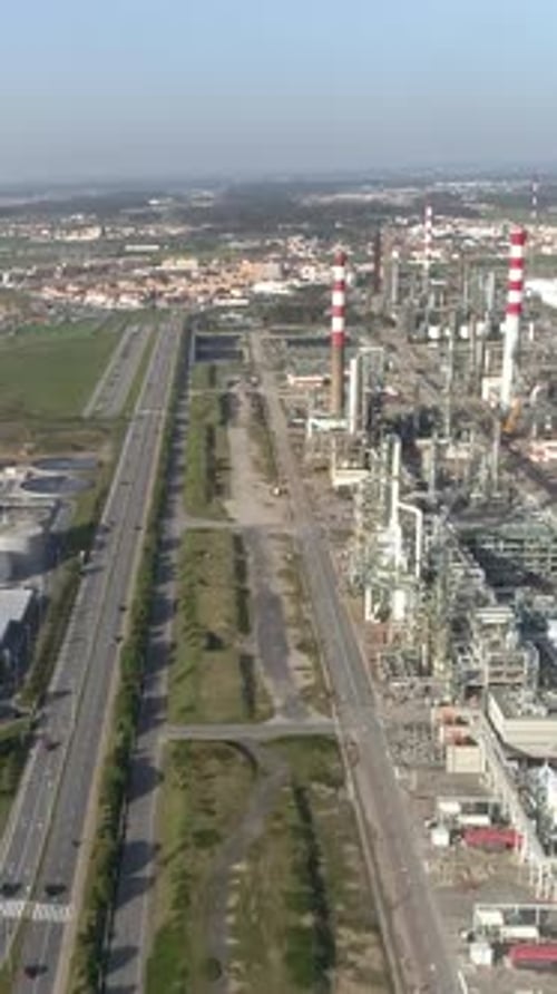 Vertical Video of Oil refinery in Matosinhos, Portugal