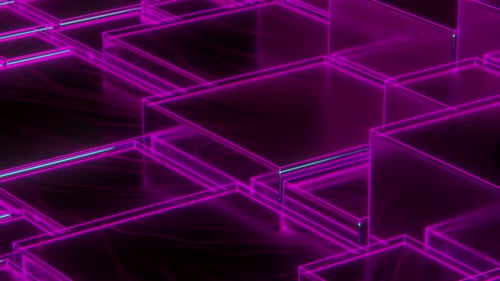 Abstract Cubes With Pink Neon Loop