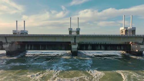 Aerial View of Oosterscheldekering Storm Surge Barrier