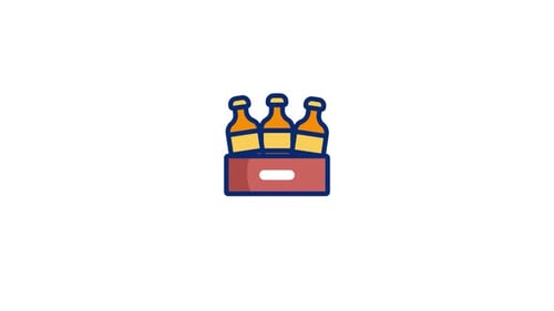 Flat Design Animation of Bottles Filling in a Crate