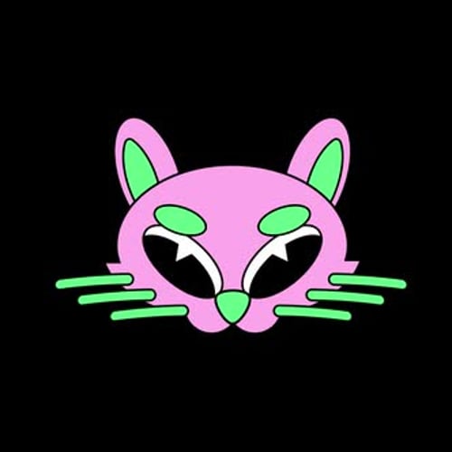 Animated Cartoon Cat Face with Blinking Eyes and Wiggling Whiskers