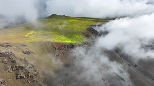 Clouds Above Mountain Tops Paradise Heaven Mountain Range with High Peaks Flying Through the Clouds