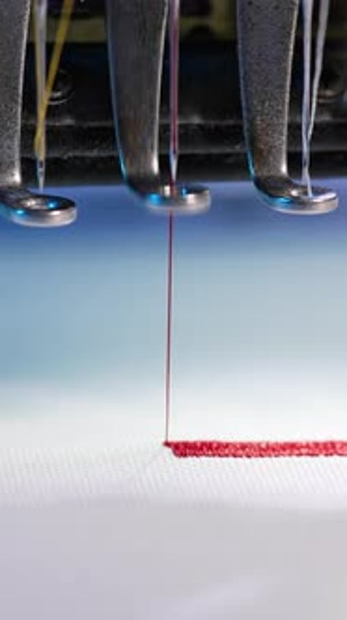 Automatic sewing cloth machine. Textile industrial fabric machine. Vertical video