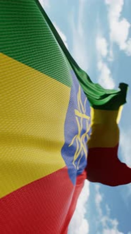 Ethiopian Flag Waving in Realistic 3D Animation