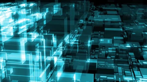 Futuristic Digital Grid Flowing Cubes Background