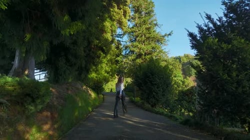 Aerial View Blooms and Beauty Model s Stroll in Batumi's Botanical Haven