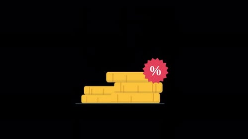 Animated Flat Design Coins Stacking for Discount Reveal