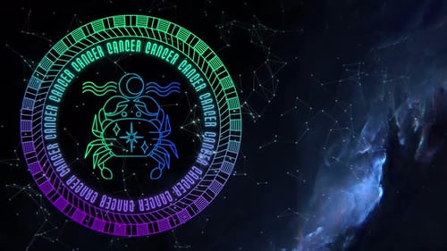 Animated Neon Cancer Zodiac Sign for Astrology Content