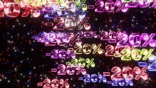 Dynamic Neon 20 Percent Discount Seamless Loop