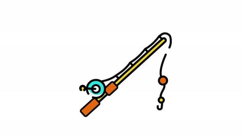 Animated Fishing Rod Sketch Icon