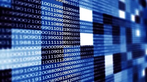 Futuristic Blue Binary Code Digital Data Stream Background