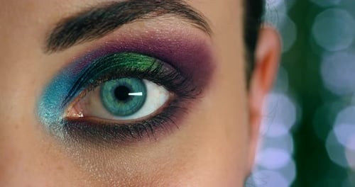 Makeup, beauty and eye woman model with cosmetics, skincare or creative eyelash fashion