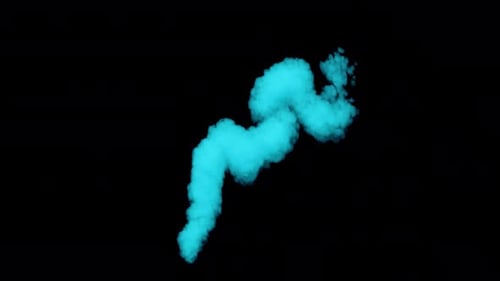 Dynamic Turquoise Smoke Plume Fluid Animation Effect