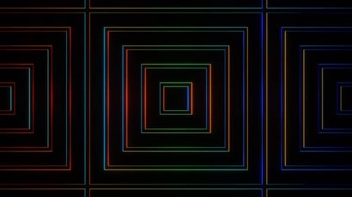 Red To Blue Abstract Neon Glowing Big Square Type Patterns Background Vj Loop Animation In 4K
