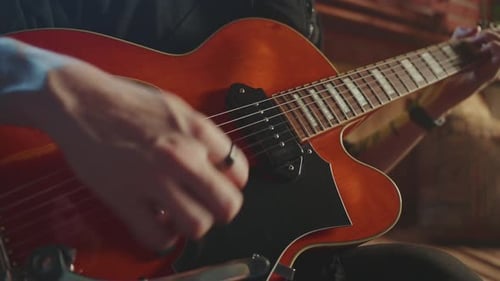 Musician Playing Electric Guitar Montage