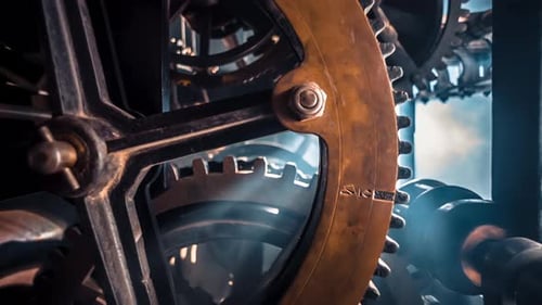 Gears In A Clock Tower Moving