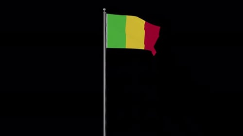 Realistic Mali National Flag Waving Animation