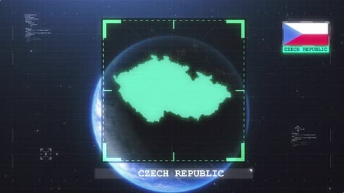 Czech Republic Flag And Map Glitch Hud 4K