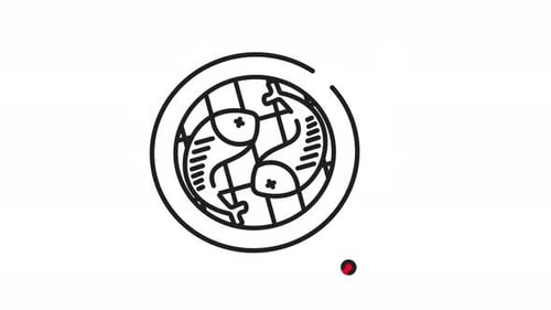 Animation fish grill line art icon. Motion graphic animation cooking themed