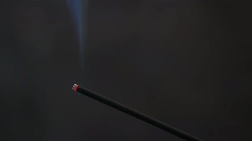 Burning Incense Stick Macro Closeup