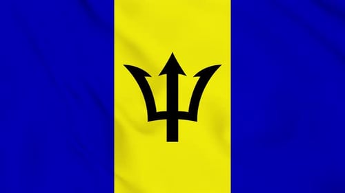 Waving Barbados National Flag Animation